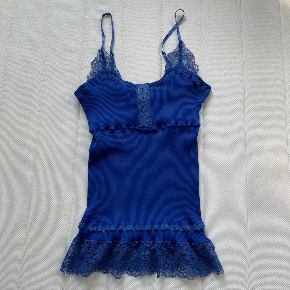 Tristan Cobalt Blue Lace-Trim Tank Camisole